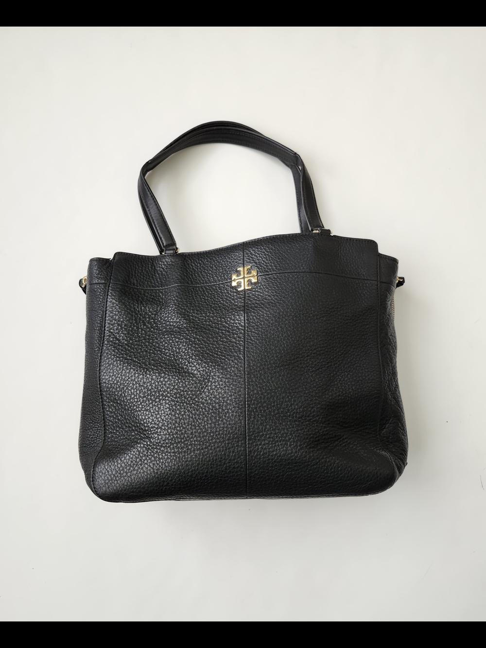 Tory Burch Black Pebbled Leather Tote